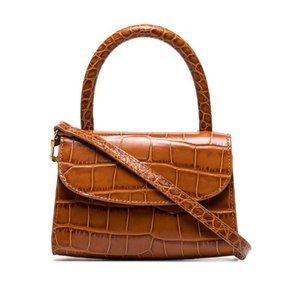 BY FAR - CROC EMBOSSED MINI LEATHER TOP HANDLE TOTE